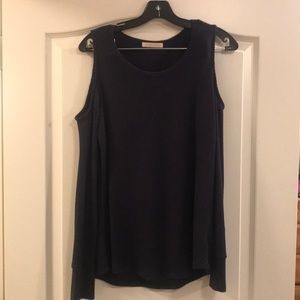 Navy blue cold shoulder thermal shirt Large
